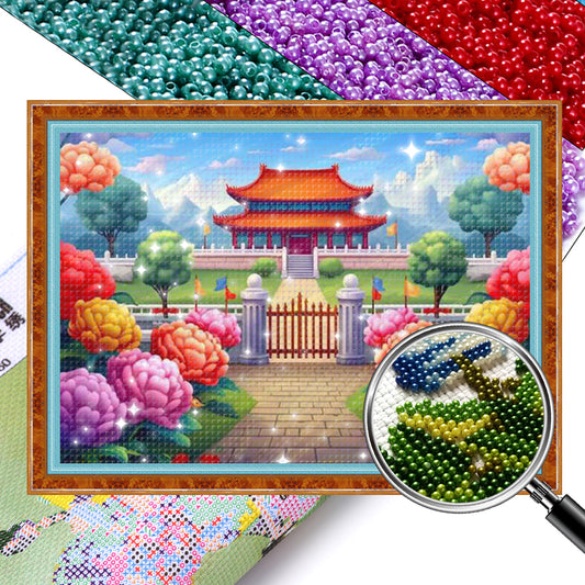 Rainbow Garden - Partial  9CT Stamped Cross Stitch - Bead Embroidery 54x38CM/21.26x14.96in