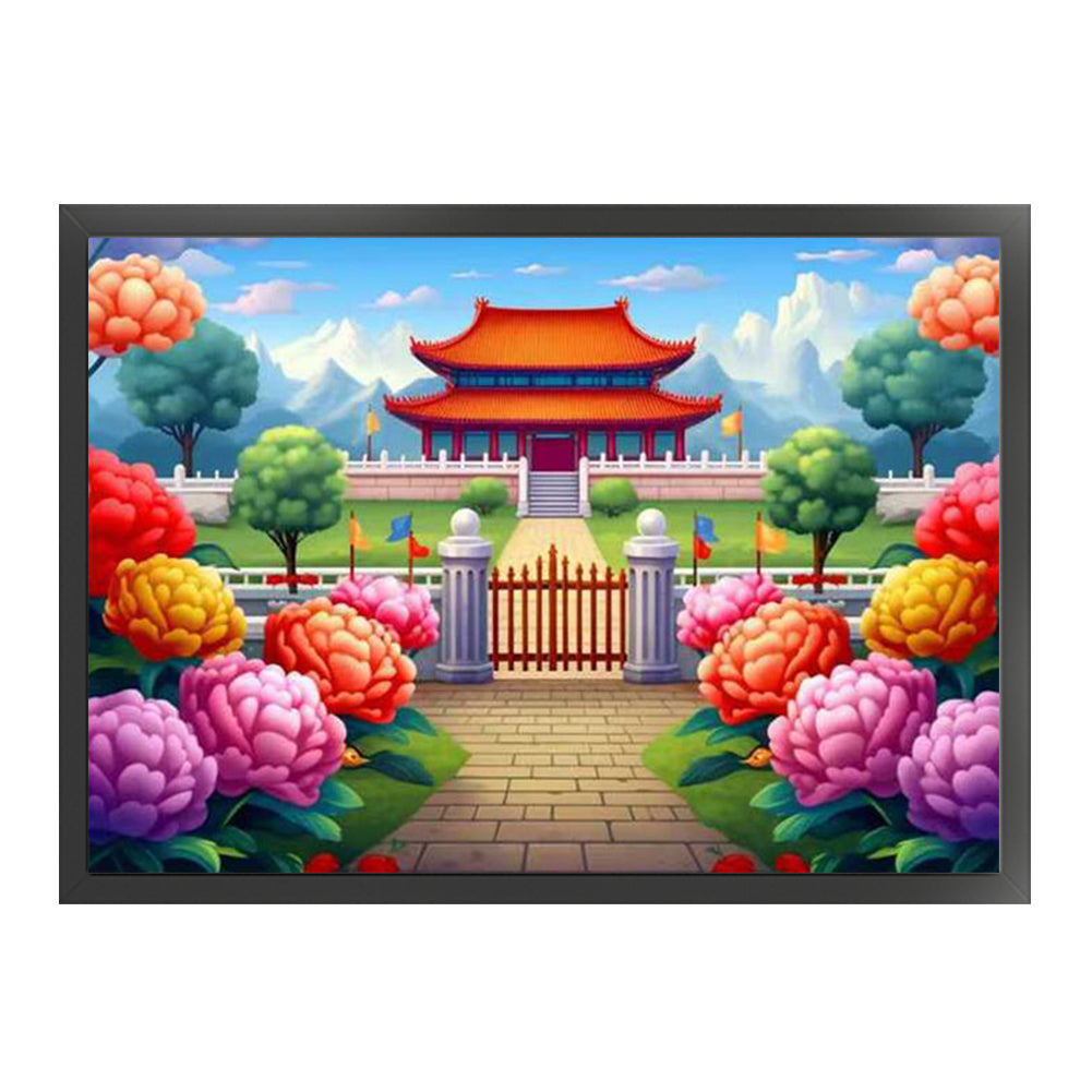 Rainbow Garden - Partial  9CT Stamped Cross Stitch - Bead Embroidery 54x38CM/21.26x14.96in