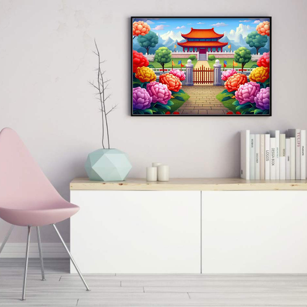 Rainbow Garden - Partial  9CT Stamped Cross Stitch - Bead Embroidery 54x38CM/21.26x14.96in