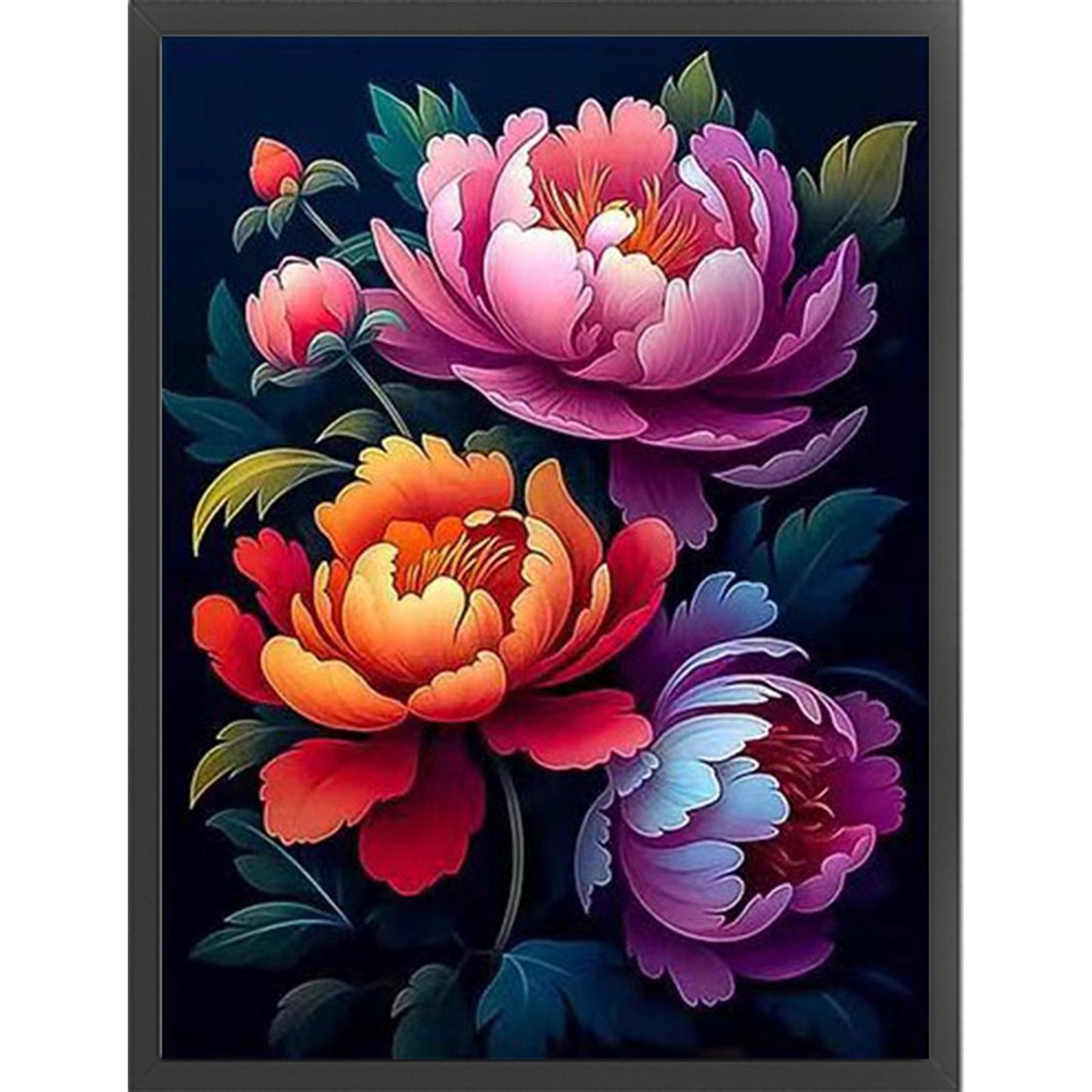 Graceful Peony - Partial  9CT Stamped Cross Stitch - Bead Embroidery 39x53CM/15.35x20.87in