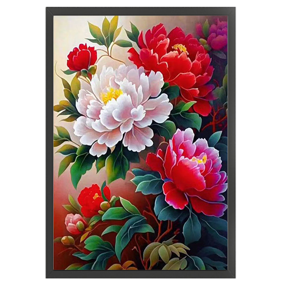 Dreamy Peony - Partial  9CT Stamped Cross Stitch - Bead Embroidery 50x71CM/19.69x27.95in