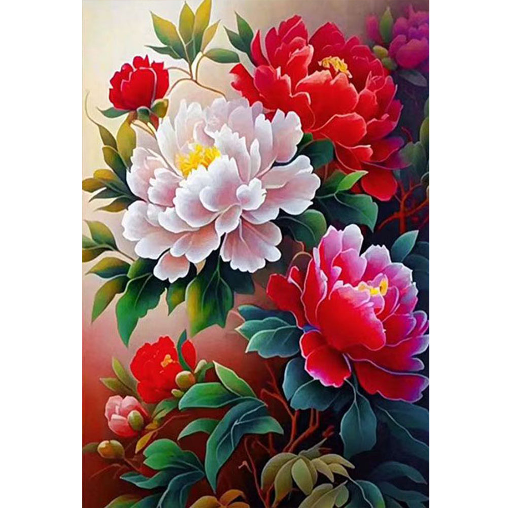 Dreamy Peony - Partial  9CT Stamped Cross Stitch - Bead Embroidery 50x71CM/19.69x27.95in