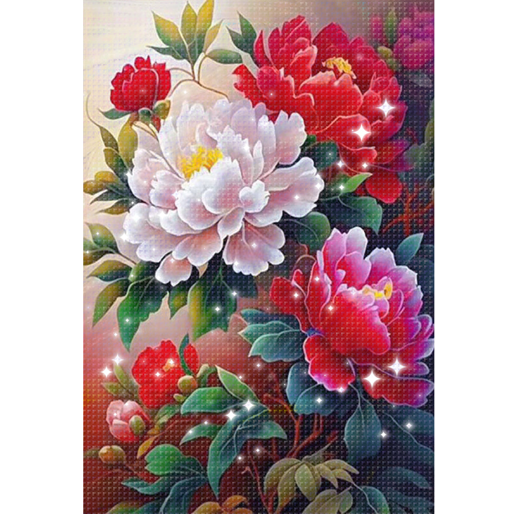 Dreamy Peony - Partial  9CT Stamped Cross Stitch - Bead Embroidery 50x71CM/19.69x27.95in