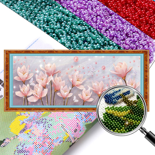 Magnolia - Partial  9CT Stamped Cross Stitch - Bead Embroidery 116x46CM/45.67x18.11in