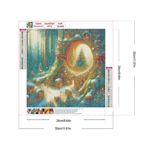 Christmas In The Forest Mini Town 30*30CM Full Round Drill Diamond Painting Drill Diamond Painting