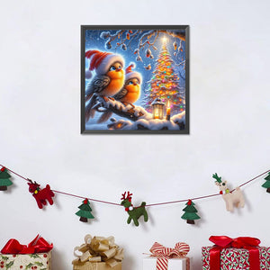 Christmas With Forest Birds 30*30CM(Canvas) Full Round Drill Diamond Painting