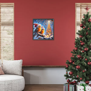 Christmas With Forest Birds 30*30CM(Canvas) Full Round Drill Diamond Painting