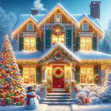 Load image into Gallery viewer, Winter Night Christmas House 30*30CM Full Round Drill Diamond Painting Drill Diamond Painting
