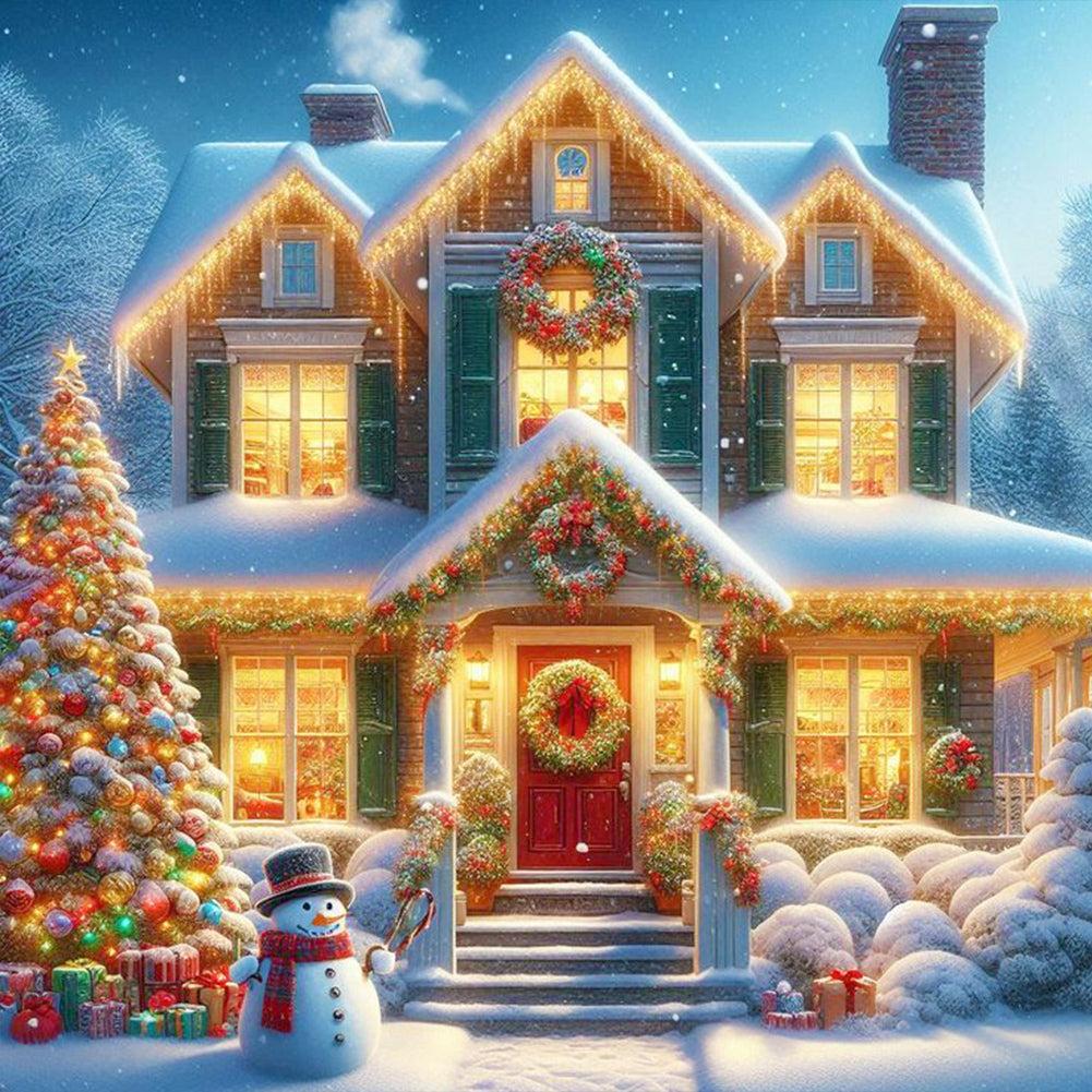 Winter Night Christmas House 30*30CM Full Round Drill Diamond Painting Drill Diamond Painting