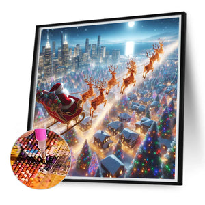 Santa Claus Over Town 30*30CM Full Round Drill Diamond Painting Drill Diamond Painting