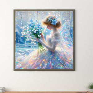 Bouquet Dress Butterfly Wings Girl 40*40CM Full Round Drill Diamond Painting Drill Diamond Painting