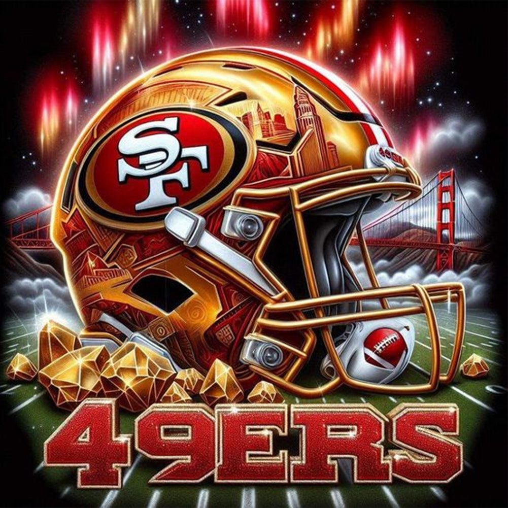 San Francisco 49Ers Helmet 40*40CM(Canvas) Full Round Drill Diamond Painting