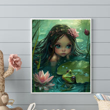 Load image into Gallery viewer, Frog Lotus Leaf Girl 40*50CM Full Round Drill Diamond Painting Drill Diamond Painting
