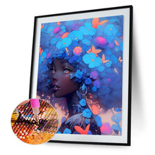 Load image into Gallery viewer, Butterfly Blue Flower Girl 40*50CM Full Round Drill Diamond Painting Drill Diamond Painting
