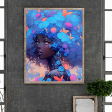 Load image into Gallery viewer, Butterfly Blue Flower Girl 40*50CM Full Round Drill Diamond Painting Drill Diamond Painting
