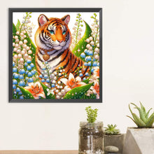 Load image into Gallery viewer, Tiger And Flowers 30*30CM Full Round Drill Diamond Painting Drill Diamond Painting
