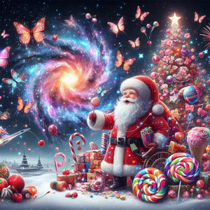 Santa Claus And Starry Sky 40*40CM Full Round Drill Diamond Painting Drill Diamond Painting