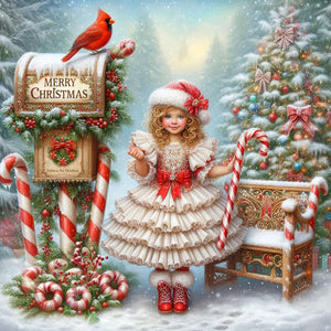 Christmas Girl 40*40CM Full Round Drill Diamond Painting Drill Diamond Painting