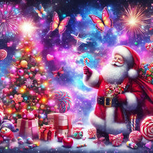 Load image into Gallery viewer, Santa Claus And The Dreamy Starry Sky 40*40CM Full Round Drill Diamond Painting Drill Diamond Painting
