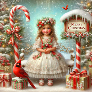 Christmas Girl 40*40CM Full Round Drill Diamond Painting Drill Diamond Painting