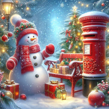 Load image into Gallery viewer, Christmas Snowman And Mailbox 40*40CM Full Round Drill Diamond Painting Drill Diamond Painting
