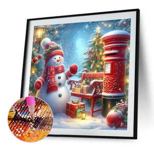 Christmas Snowman And Mailbox 40*40CM Full Round Drill Diamond Painting Drill Diamond Painting