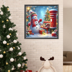 Christmas Snowman And Mailbox 40*40CM Full Round Drill Diamond Painting Drill Diamond Painting