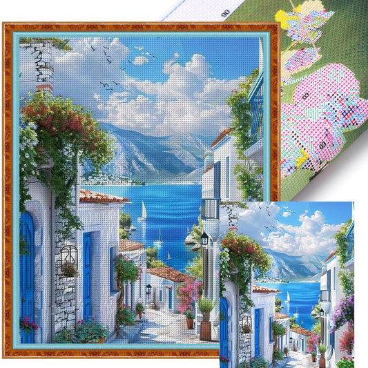 Seaside Villa - Full 11CT Stamped Cross Stitch 40x50CM - Huacan