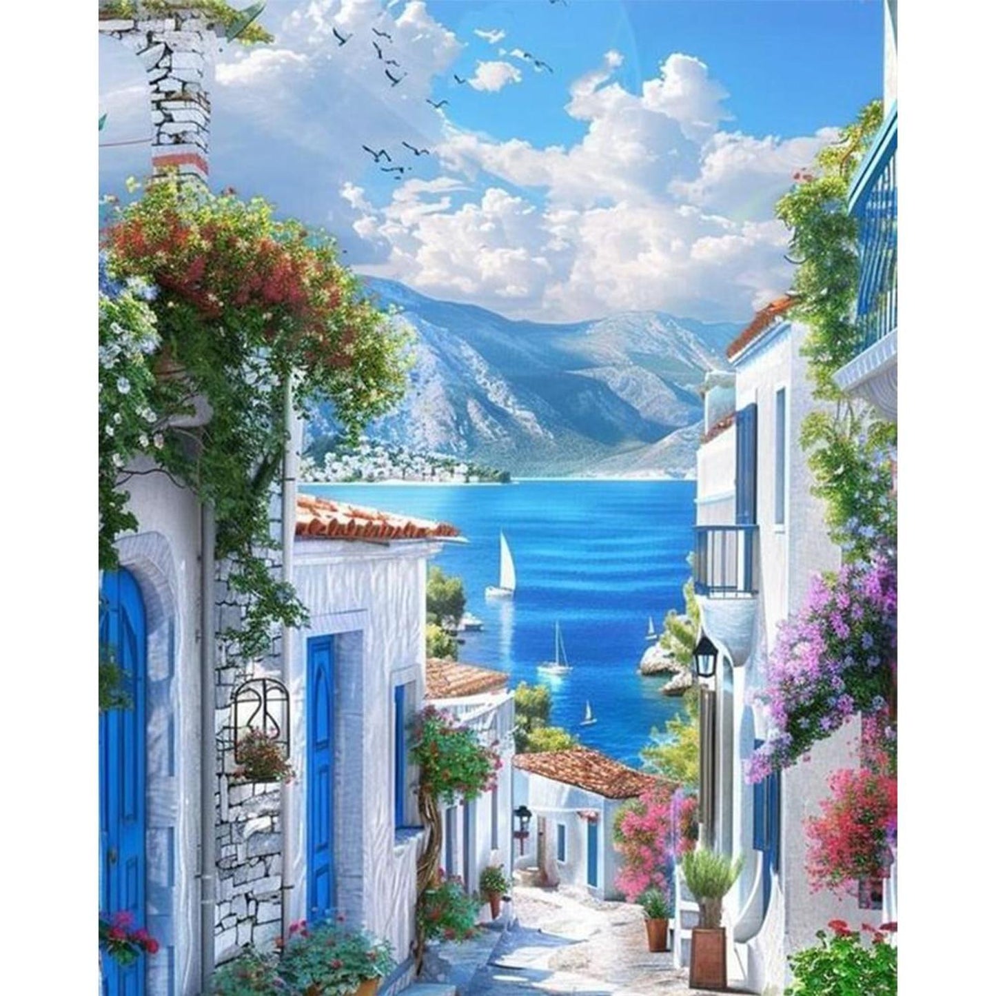 Seaside Villa - Full 11CT Stamped Cross Stitch 40x50CM - Huacan