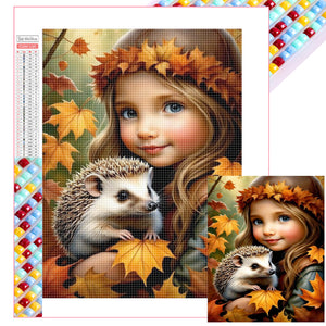 Girl Holding A Hedgehog 40*50CM Full Square Drill Diamond Painting Drill Diamond Painting