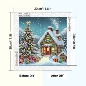 Christmas Atmosphere House 30*30CM Special Shaped Drill Diamond Painting Drill Diamond Painting