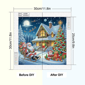 Christmas Atmosphere House 30*30CM Special Shaped Drill Diamond Painting Drill Diamond Painting