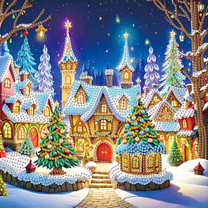 Christmas Atmosphere House 30*30CM Special Shaped Drill Diamond Painting Drill Diamond Painting