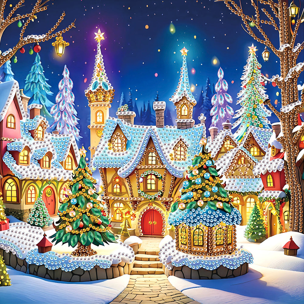 Christmas Atmosphere House 30*30CM Special Shaped Drill Diamond Painting Drill Diamond Painting