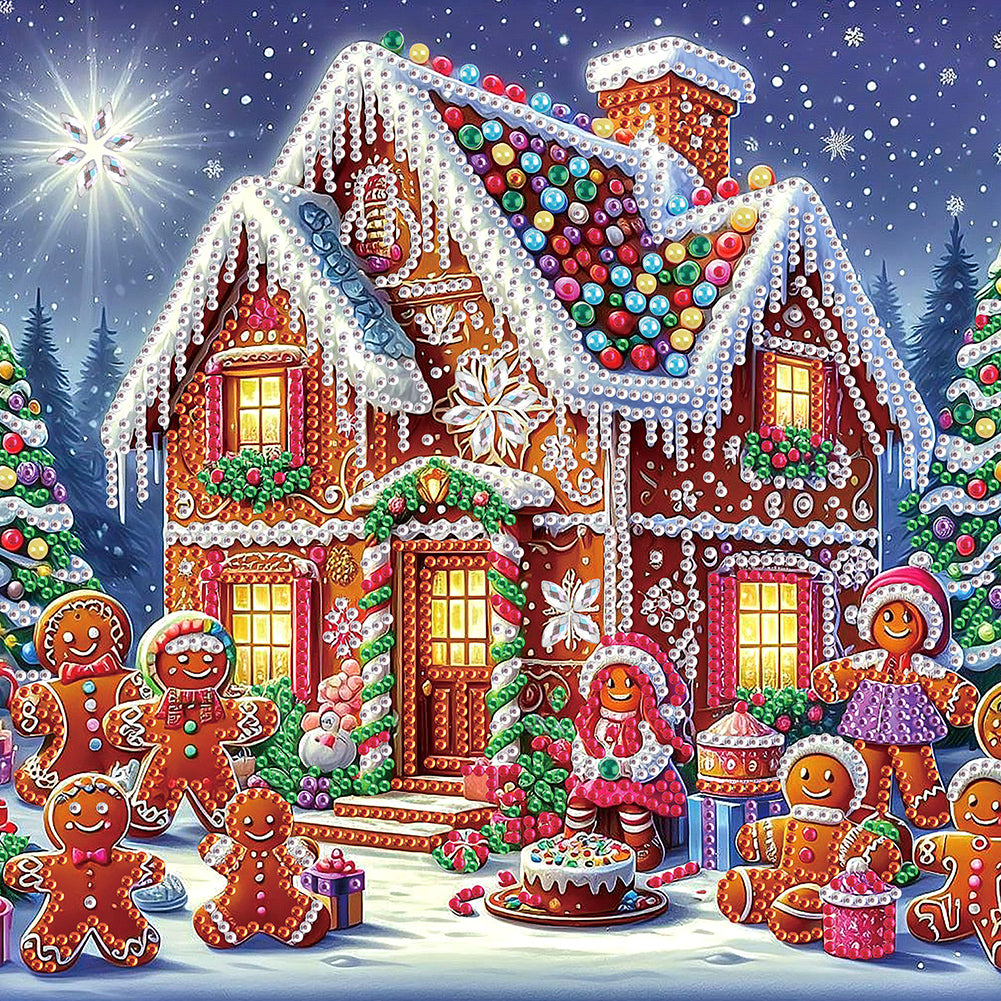 Christmas Atmosphere House 30*30CM Special Shaped Drill Diamond Painting Drill Diamond Painting