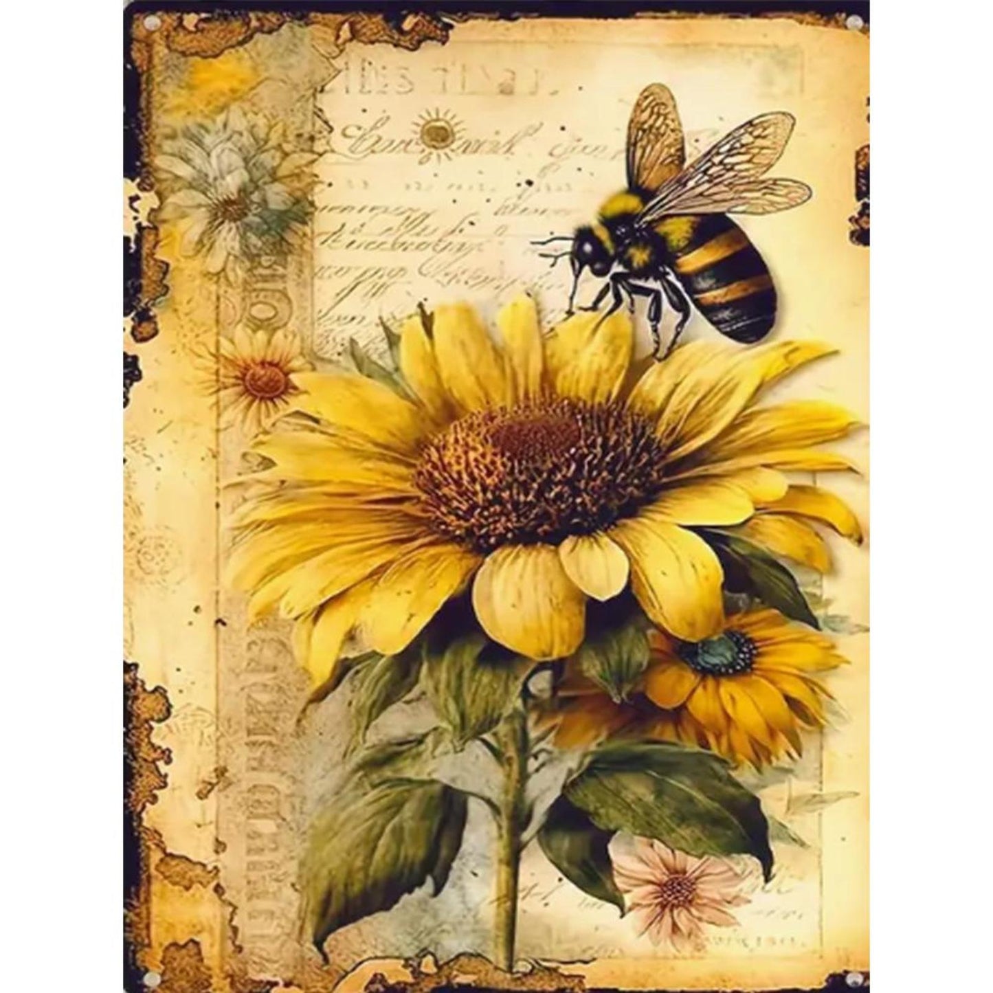 Sunflower And Bee - Full 11CT Stamped Cross Stitch 40x55CM - Diy