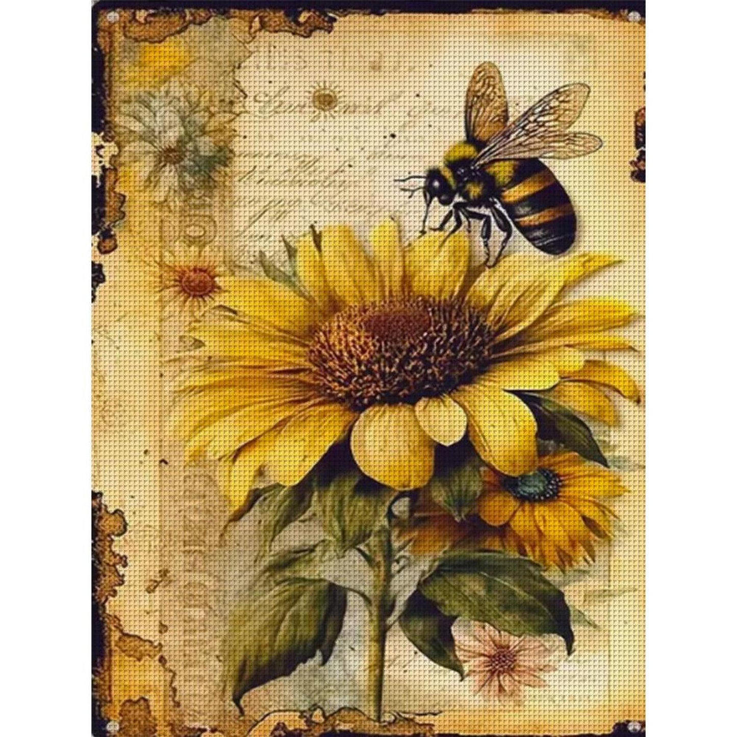 Sunflower And Bee - Full 11CT Stamped Cross Stitch 40x55CM - Diy