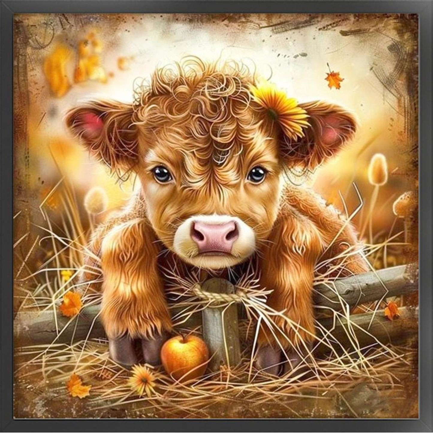 Highland Cow - Full 11CT Stamped Cross Stitch 40x40CM - Huacan