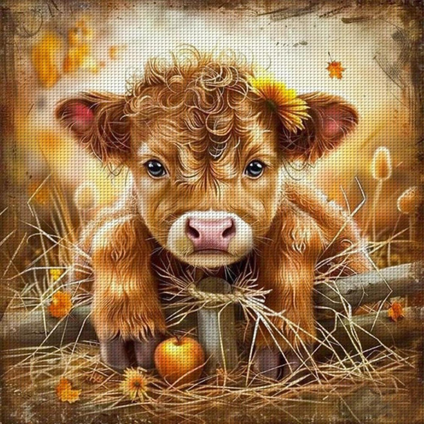 Highland Cow - Full 11CT Stamped Cross Stitch 40x40CM - Huacan