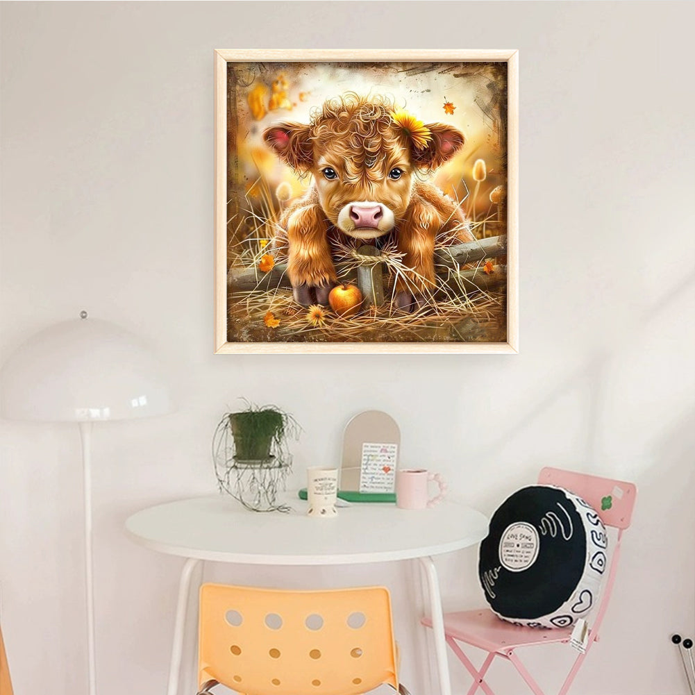 Highland Cow - Full 11CT Stamped Cross Stitch 40x40CM - Huacan