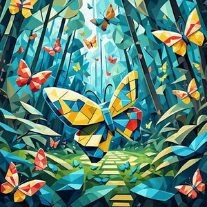 Geometric Butterfly 30*30CM(Canvas) Full Round Drill Diamond Painting