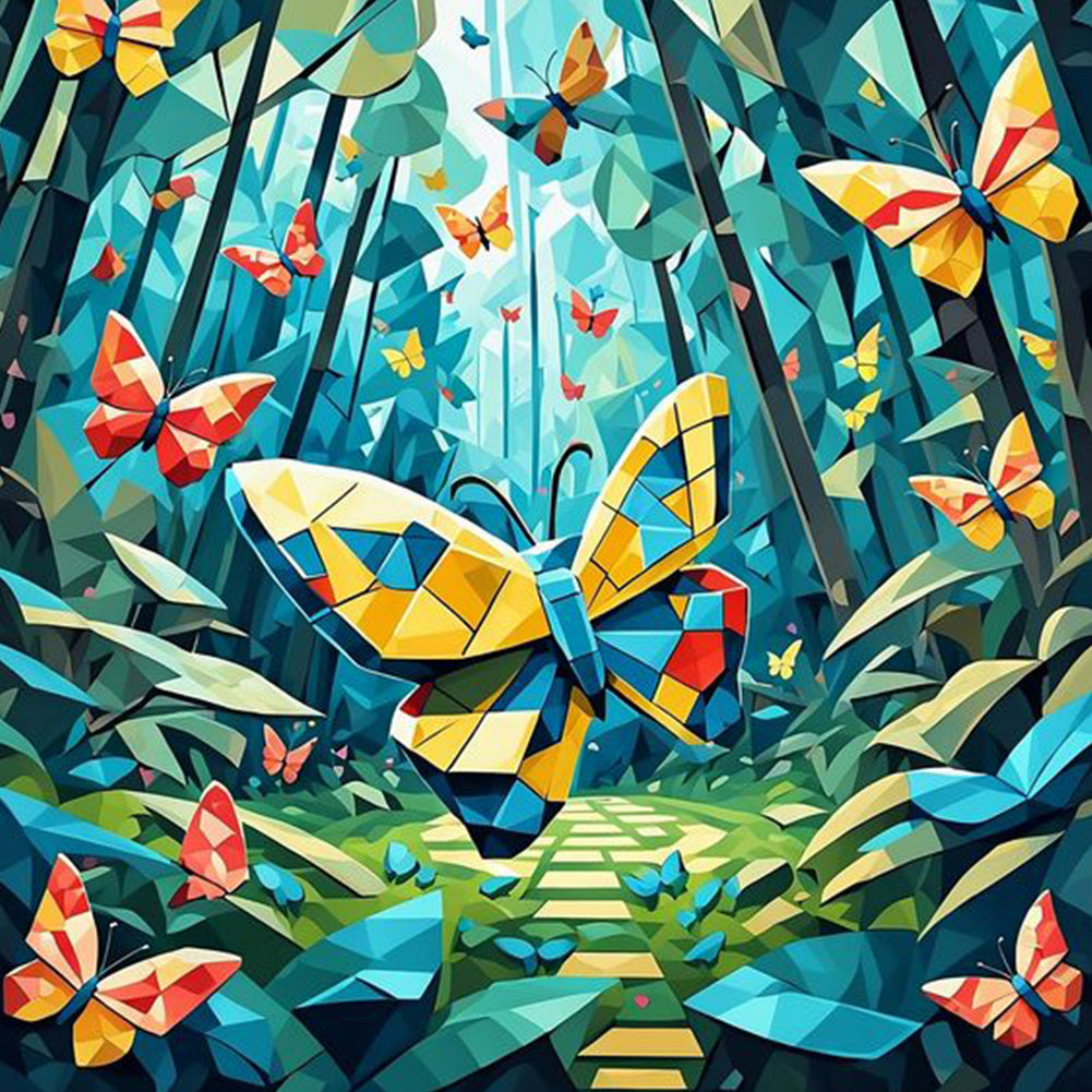 Geometric Butterfly 30*30CM(Canvas) Full Round Drill Diamond Painting