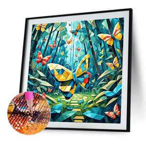Geometric Butterfly 30*30CM(Canvas) Full Round Drill Diamond Painting