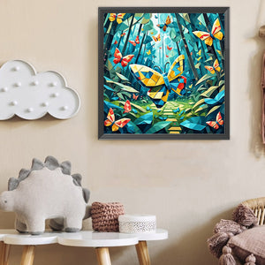 Geometric Butterfly 30*30CM(Canvas) Full Round Drill Diamond Painting