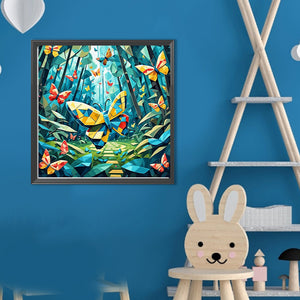 Geometric Butterfly 30*30CM(Canvas) Full Round Drill Diamond Painting