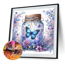 Load image into Gallery viewer, Purple Flower Vase With Butterfly 30*30CM Full Round Drill Diamond Painting Drill Diamond Painting
