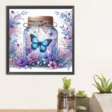 Load image into Gallery viewer, Purple Flower Vase With Butterfly 30*30CM Full Round Drill Diamond Painting Drill Diamond Painting
