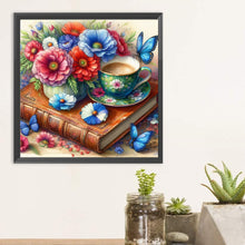 Load image into Gallery viewer, Bouquet Coffee Butterfly 30*30CM Full Round Drill Diamond Painting Drill Diamond Painting
