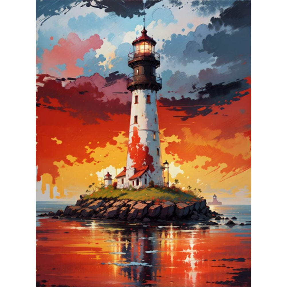 Lighthouse In The Sea 30*40CM Full Round Drill Diamond Painting Drill Diamond Painting