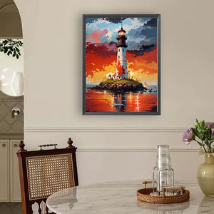 Lighthouse In The Sea 30*40CM Full Round Drill Diamond Painting Drill Diamond Painting